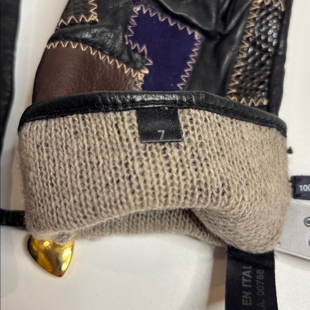 Moschino Multicolor Patchwork Leather Gloves With… - image 7